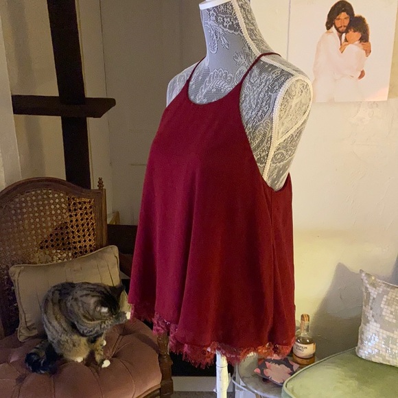 Spaghetti Strap Maroon Blouse - Picture 2 of 3